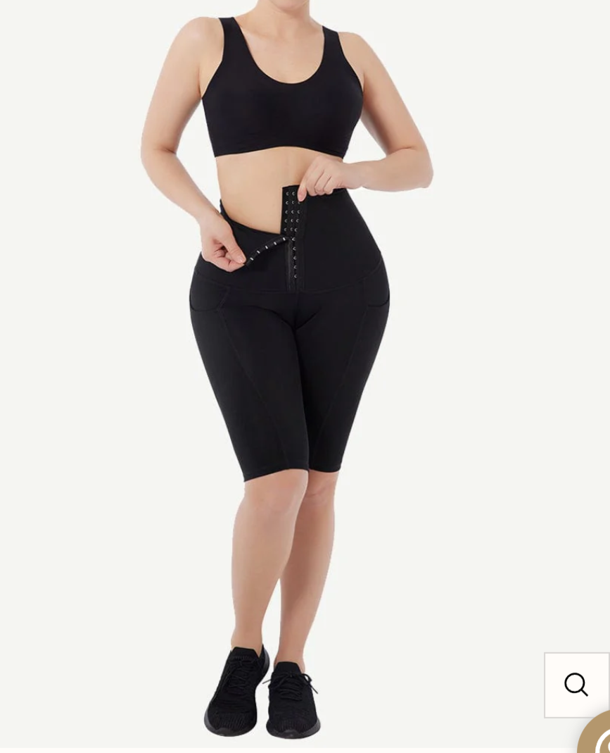 Abdominal Compression Knee Length Shorts with Pockets